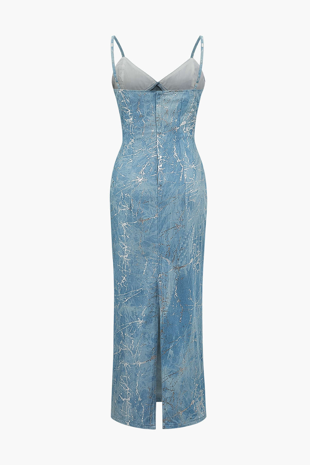 V-Neck Denim Slip Midi Dress - Y2K Aesthetic Fashion for Effortless Style and Comfort