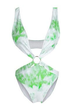 V-Neck Hollow Out Tie-Dye Bikini: Trendy Y2K Swimwear for Stylish Summer Vibes