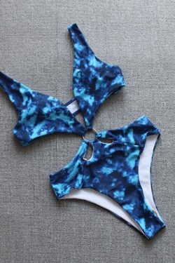 V-Neck Hollow Out Tie-Dye Bikini: Trendy Y2K Swimwear for Stylish Summer Vibes