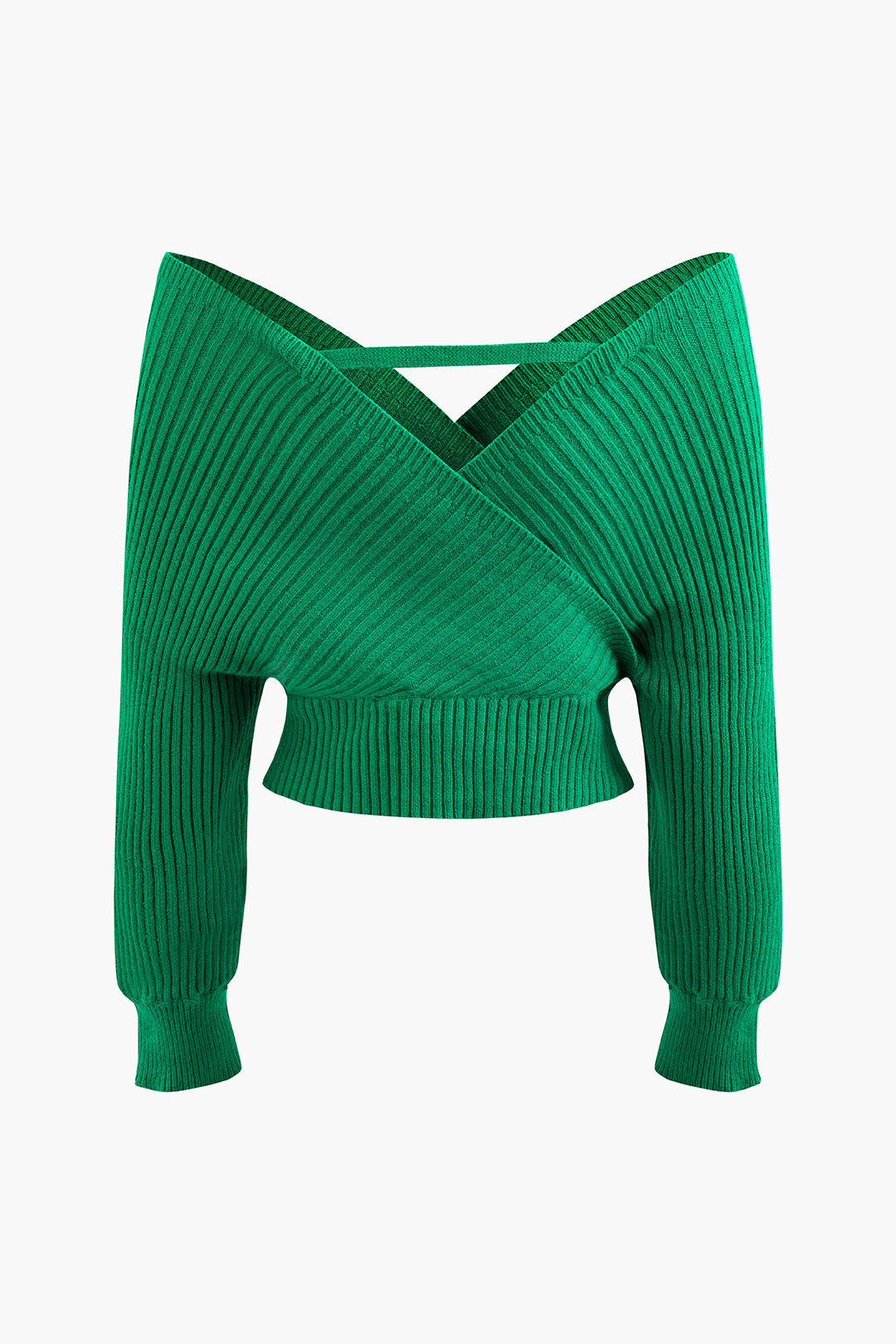 V-Neck Off-The-Shoulder Long Sleeve Sweater - Y2K Aesthetic Comfy Top for Stylish Outfits