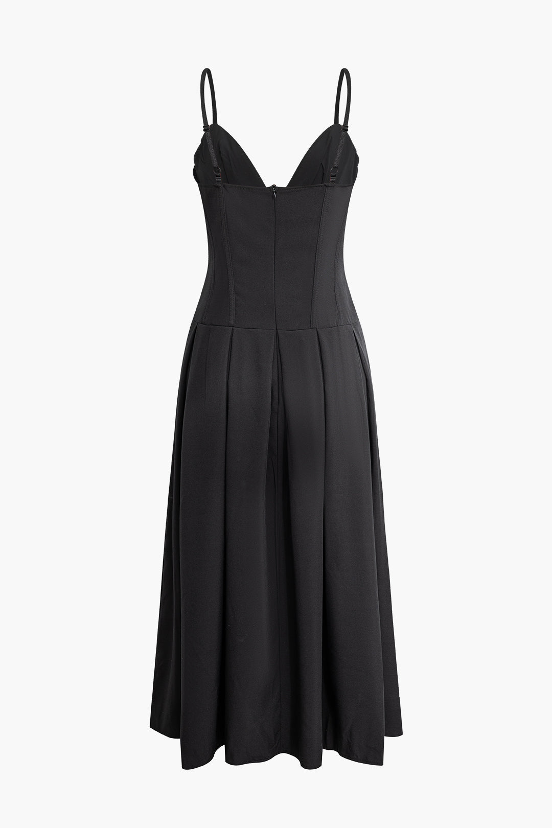 V-Neck Pleated Midi Dress in Y2K Style - Perfect for Coquette and Grunge Aesthetic Outfits