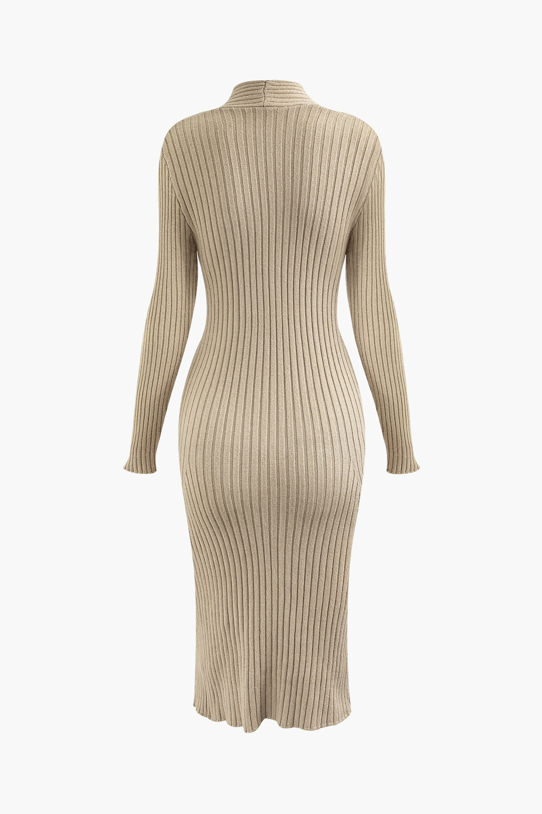 V-Neck Rib Knit Slit Midi Dress - Y2K Aesthetic Fashion for Effortless Style