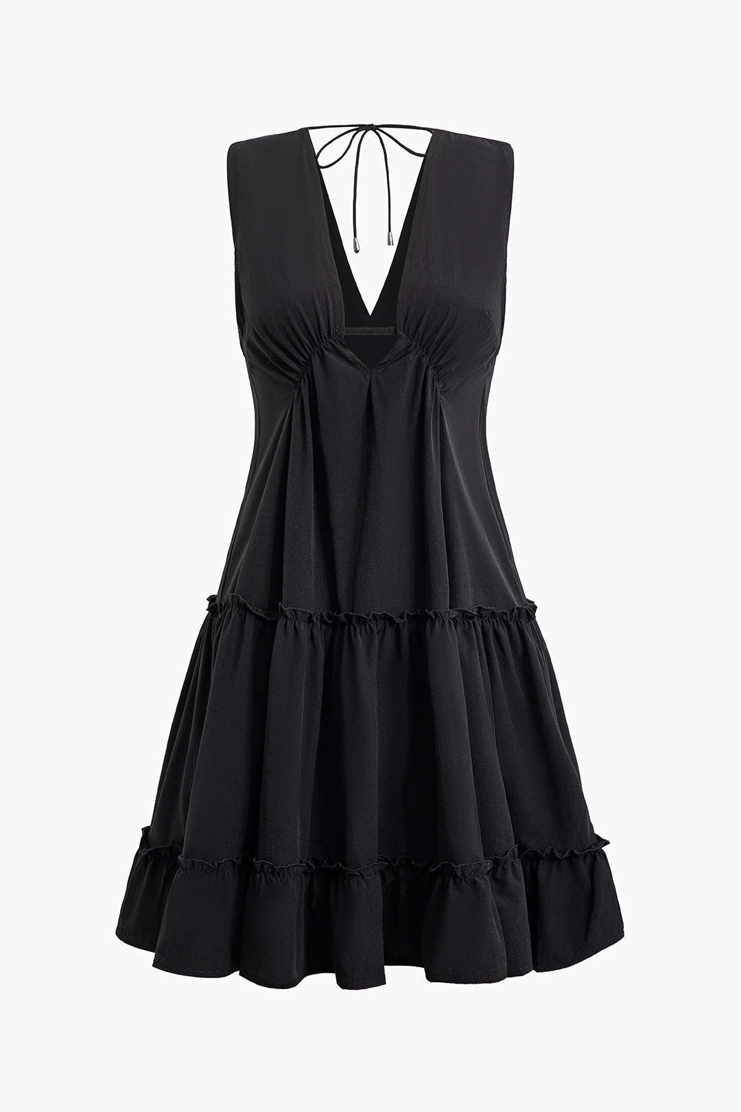 V-Neck Ruffle Sleeveless Mini Dress - Y2K Aesthetic Cute Dress for Coquette Style Outfits