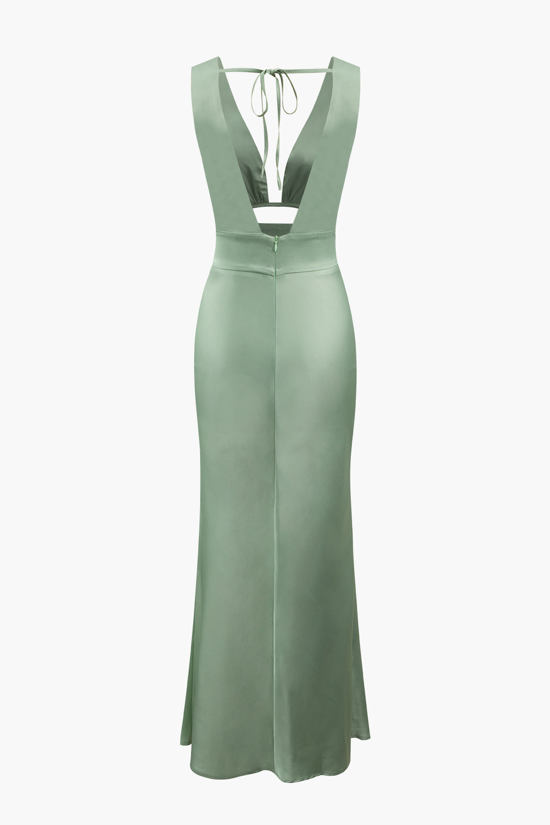 V-neck Satin Tie Back Sleeveless Maxi Dress - Elegant Y2K Aesthetic Evening Gown