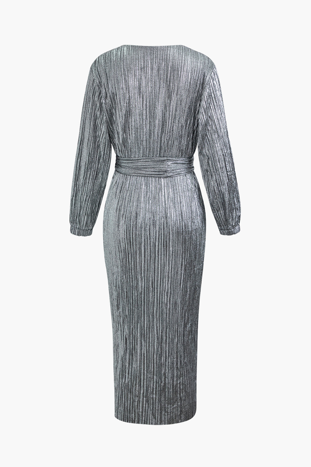 V-neck Sequin Belted Maxi Dress for Y2K Fashion Lovers - Glamorous Long Sleeve Style