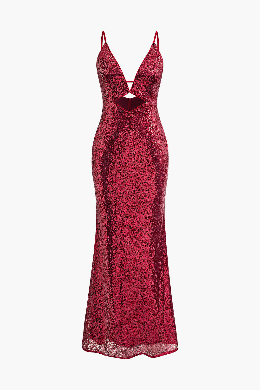 V-neck Sequin Cut Out Slip Maxi Dress - Y2K Aesthetic Glamour for Stunning Nights Out