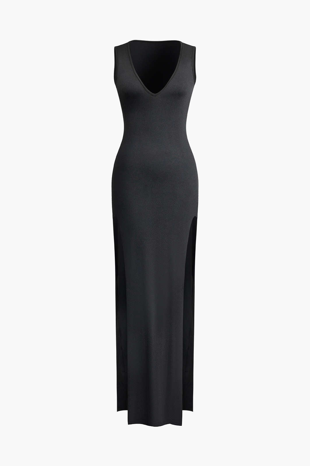 V-Neck Slit Maxi Dress - Y2K Aesthetic Elegant Style for Effortless Chic Looks