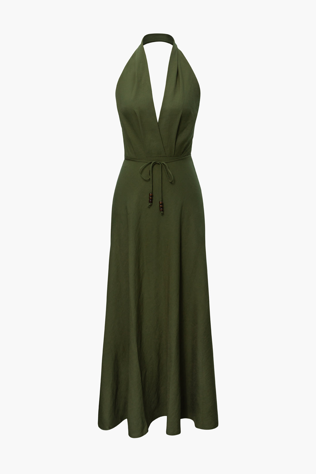 V-Neck Tie Waist Halter Maxi Dress - Effortless Y2K Fashion for Chic Aesthetic Outfits