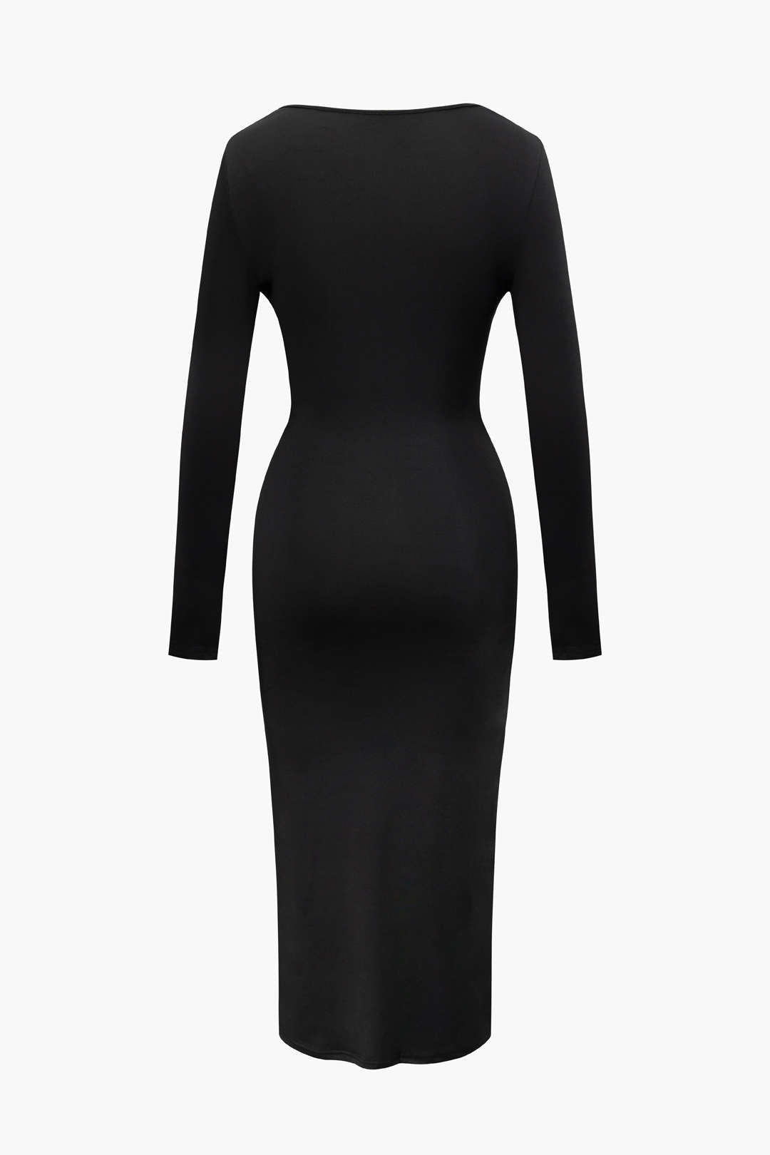 V-Neck Twist Cut-Out Long Sleeve Midi Dress - Y2K Aesthetic Fashion Essential