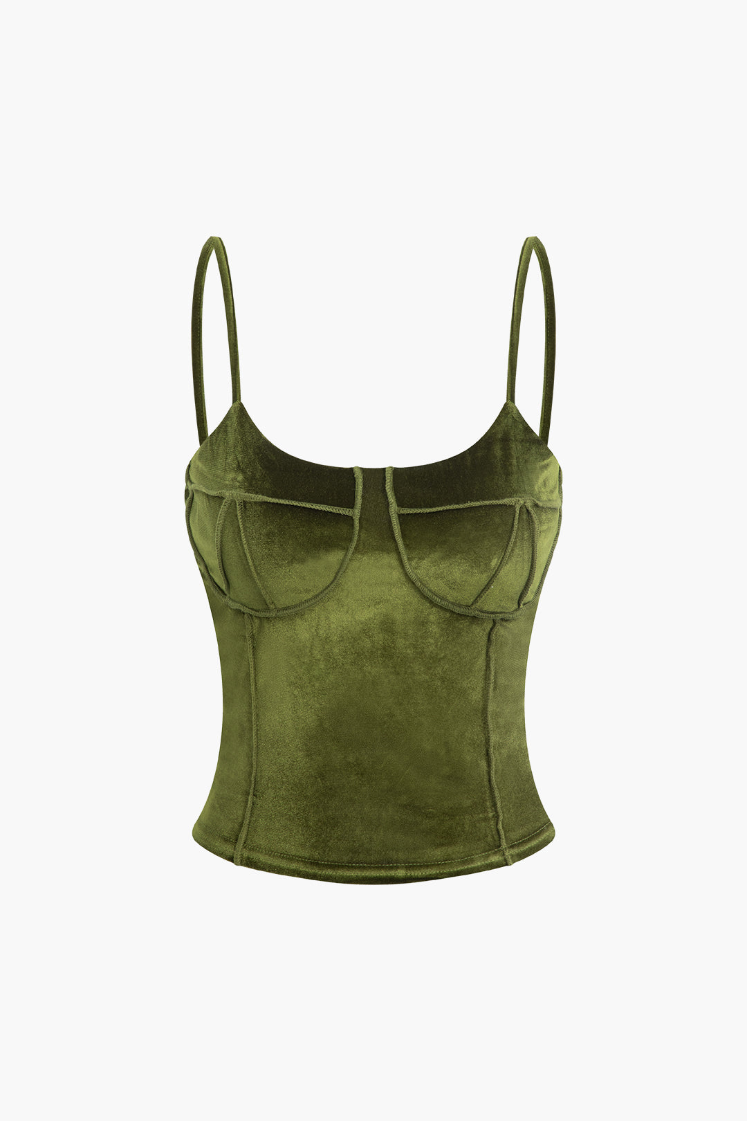 Velvet Seam Detail Bustier Cami Top - Y2K Aesthetic Cute Crop Top for Stylish Outfits