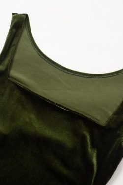 Velvet Sleeveless Mini Dress with Solid Square Neck - Y2K Aesthetic Fashion Essential