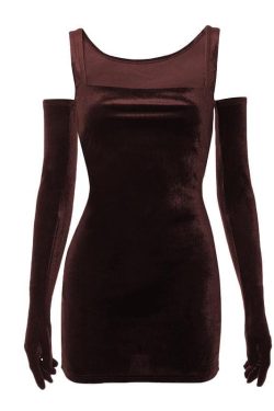 Velvet Sleeveless Mini Dress with Solid Square Neck - Y2K Aesthetic Fashion Essential