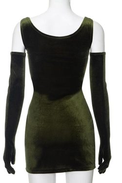 Velvet Sleeveless Mini Dress with Solid Square Neck - Y2K Aesthetic Fashion Essential