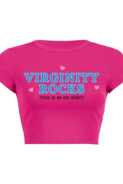 Virginity Rocks Y2K Aesthetic Baby Tee - Cute Retro Top for Trendy Outfits