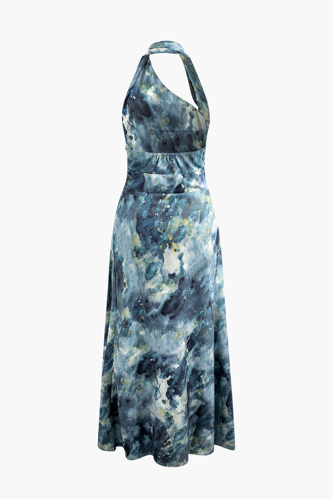 Watercolor Print Backless Maxi Dress - Y2K Aesthetic Halter Style for Effortless Elegance