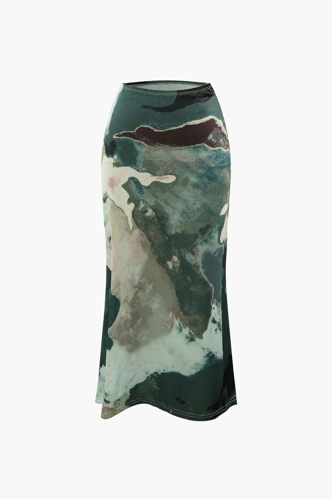 Watercolor Print Midi Skirt - Y2K Aesthetic Fashion for Chic Coquette Outfits