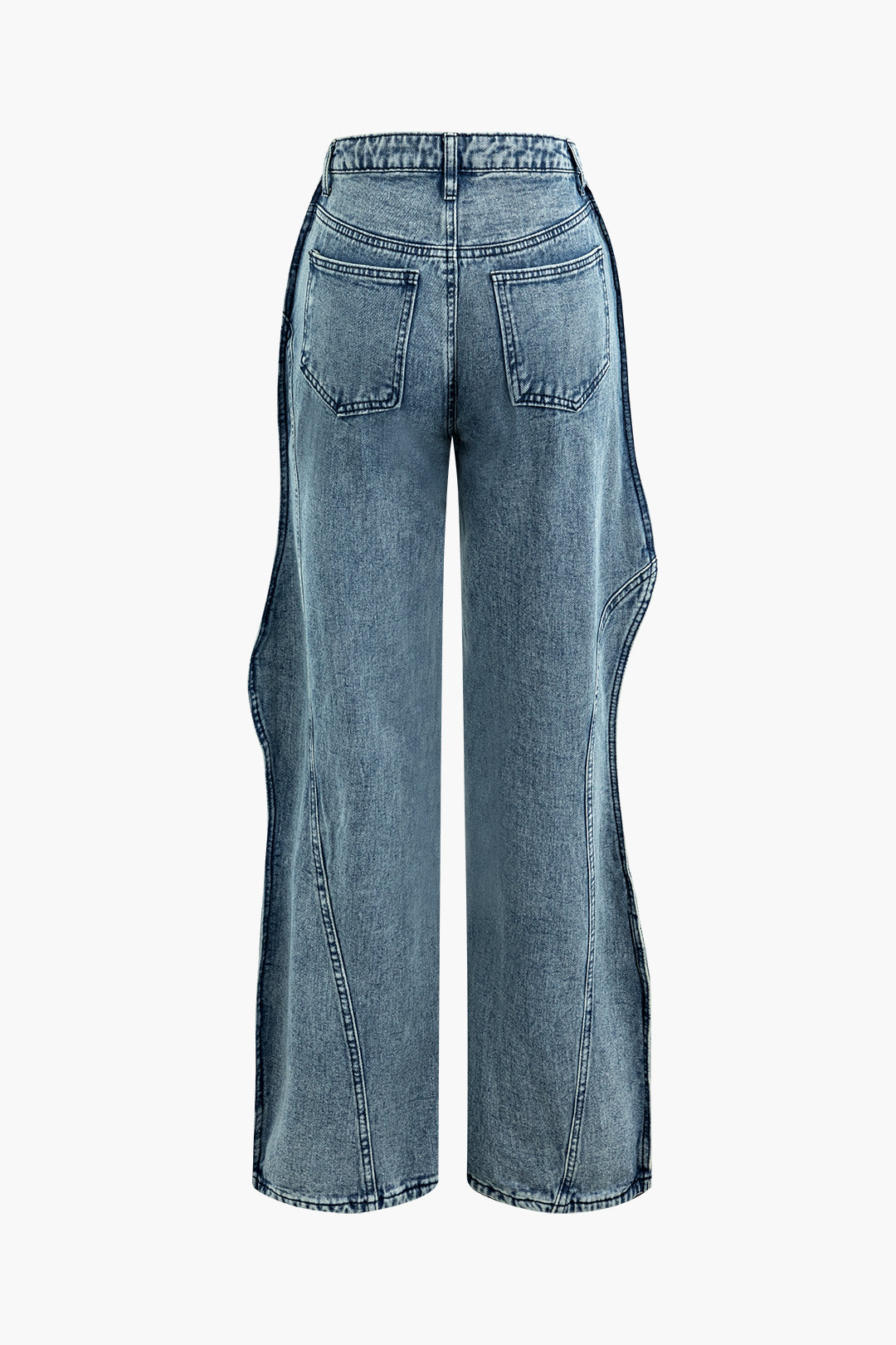 Wavy Trim Straight Leg Jeans - Y2K Aesthetic Denim for Trendy Outfits and Comfy Style