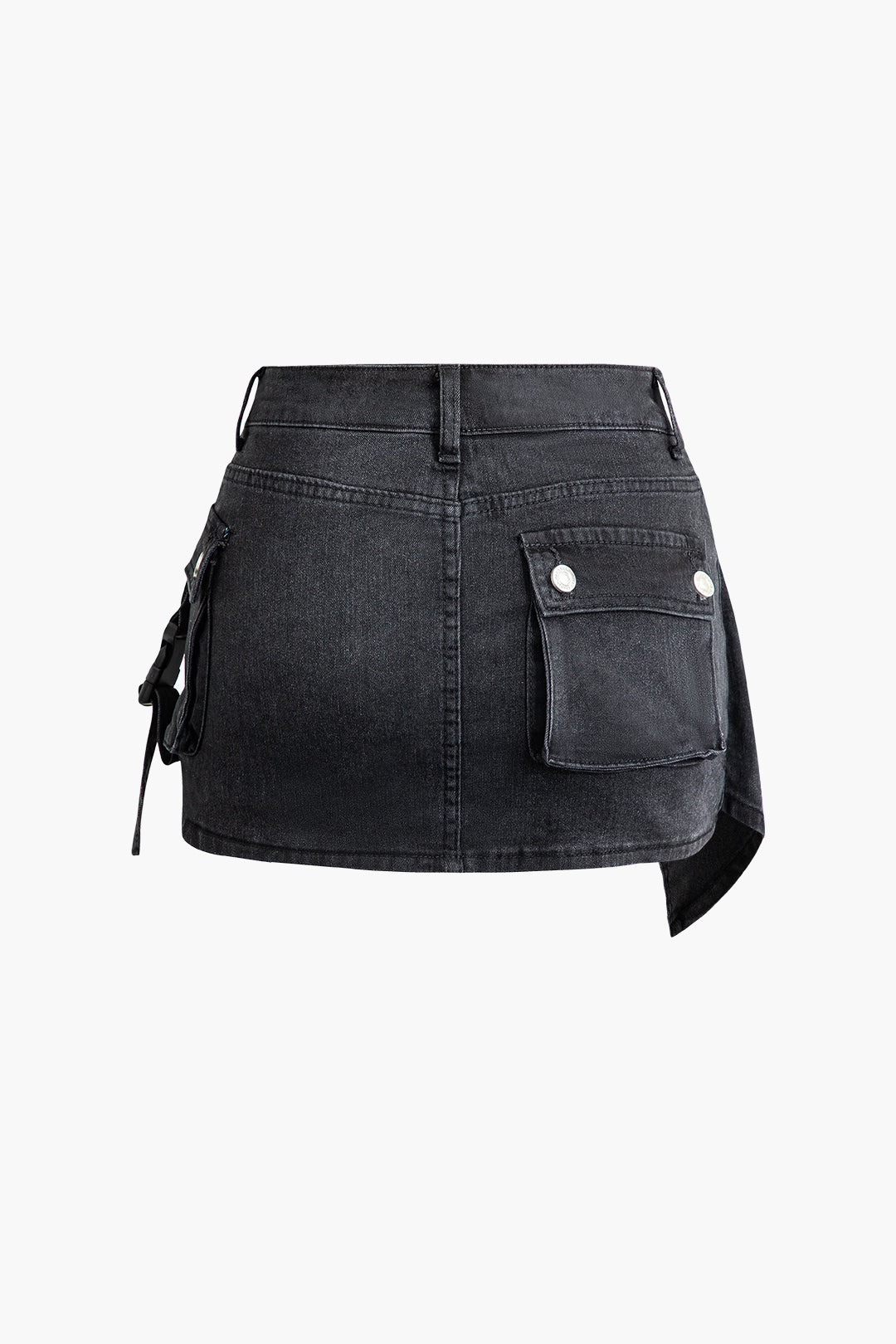 Y2K Aesthetic Belted Flap Pocket Cargo Denim Mini Skirt for Trendy Outfits