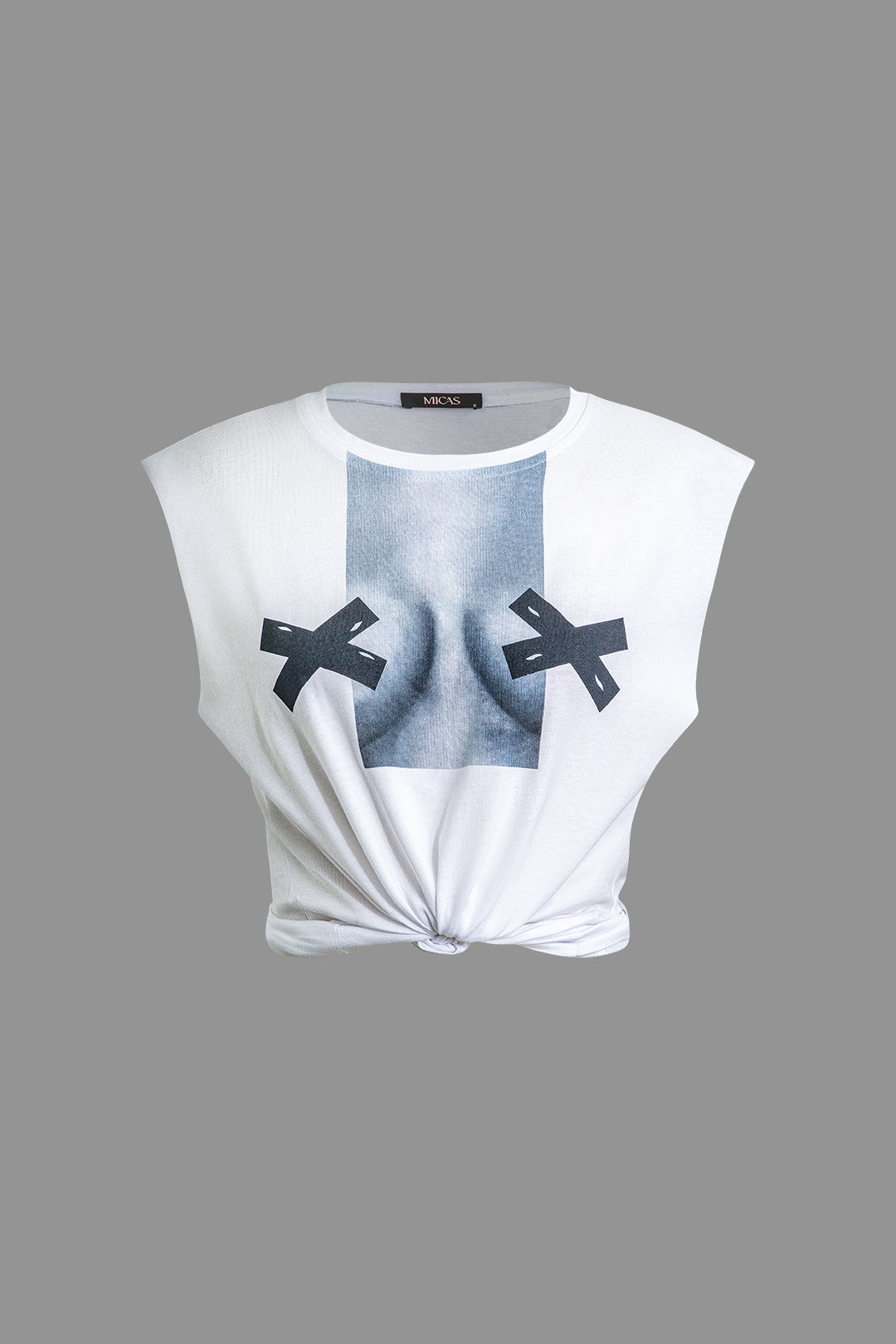 Y2K Aesthetic Body Print Sleeveless T-Shirt - Trendy Cute Top for Grunge and Coquette Styles