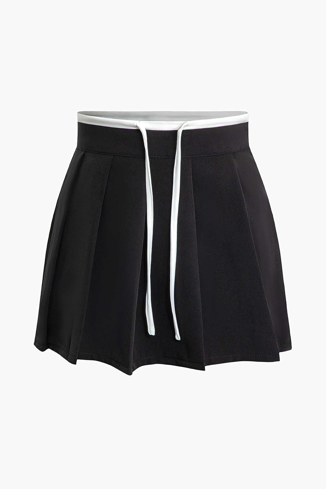 Y2K Aesthetic Contrast Drawstring Waist Pleated Shorts for Trendy Summer Outfits