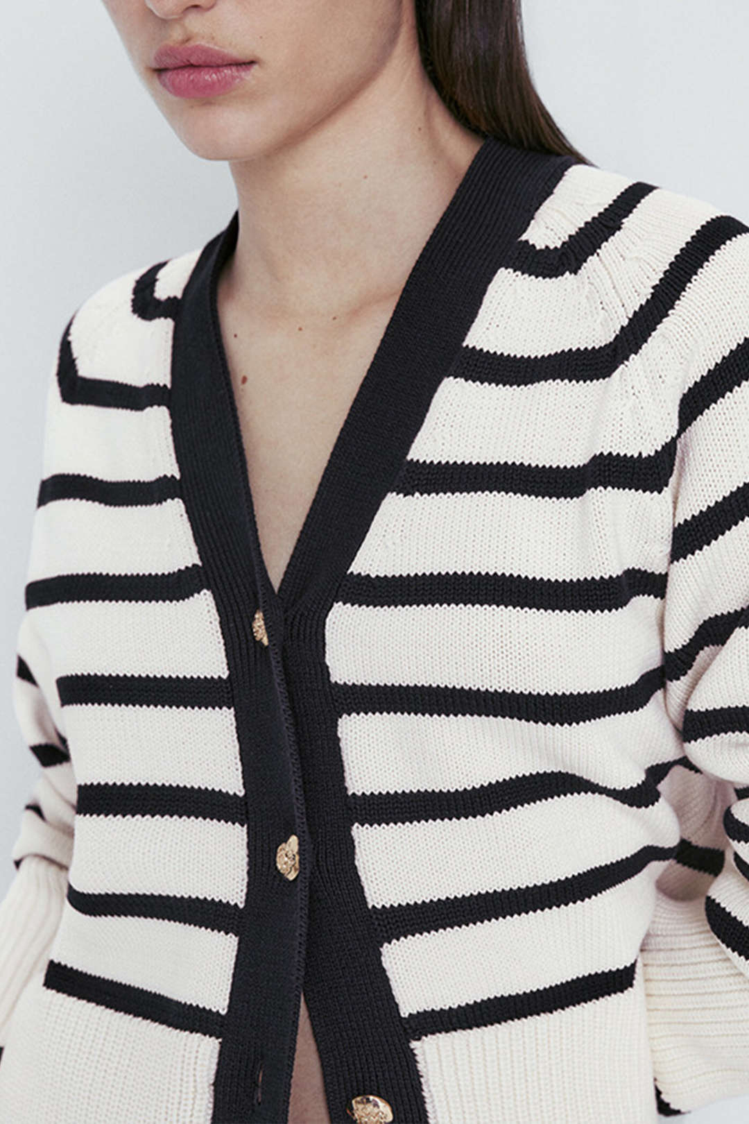 Y2K Aesthetic Contrast Stripe V-Neck Knit Cardigan for Trendy Coquette Style