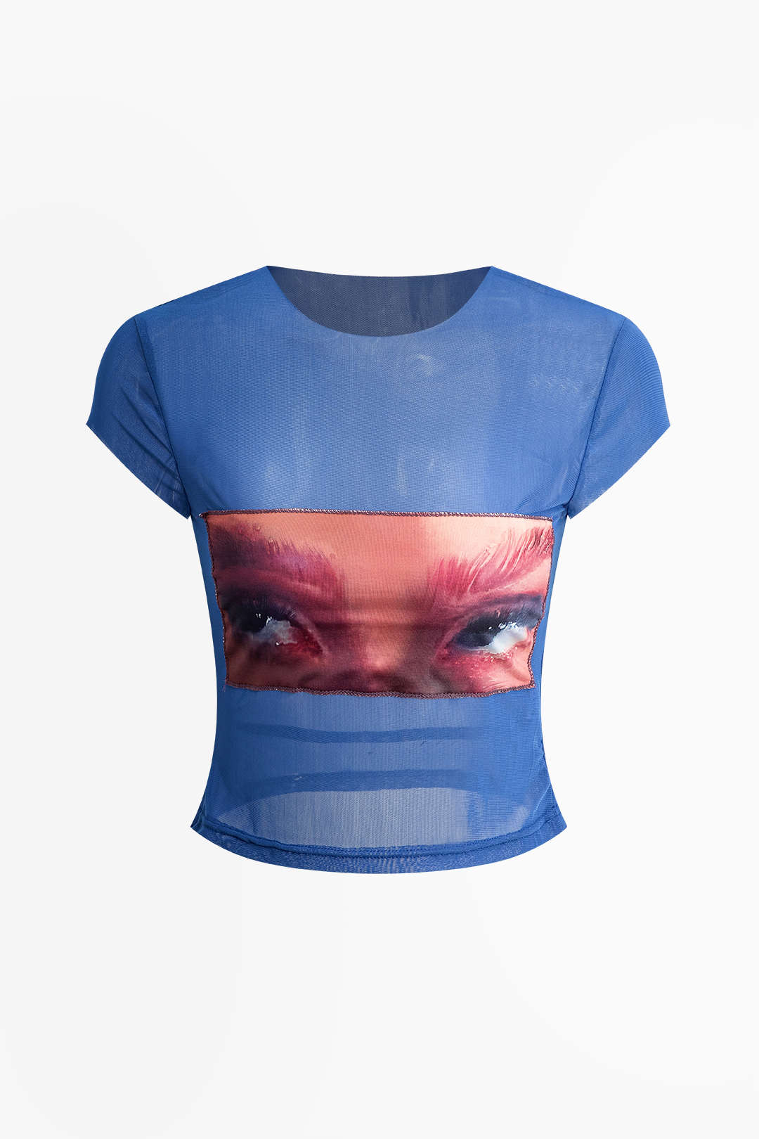 Y2K Aesthetic Eye Print Mesh T-Shirt - Trendy Grunge Style for Unique Outfits