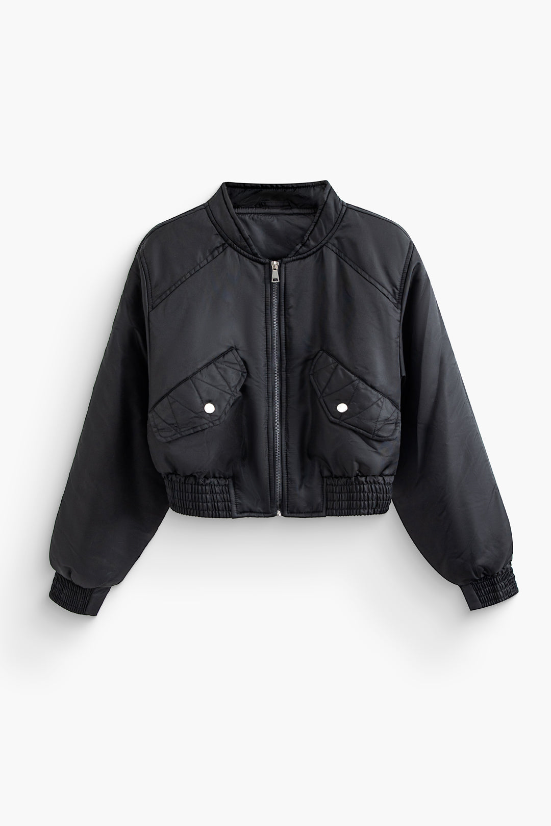 Y2K Aesthetic Flap Pocket Zip-Up Bomber Jacket for Trendy Grunge and Coquette Outfits