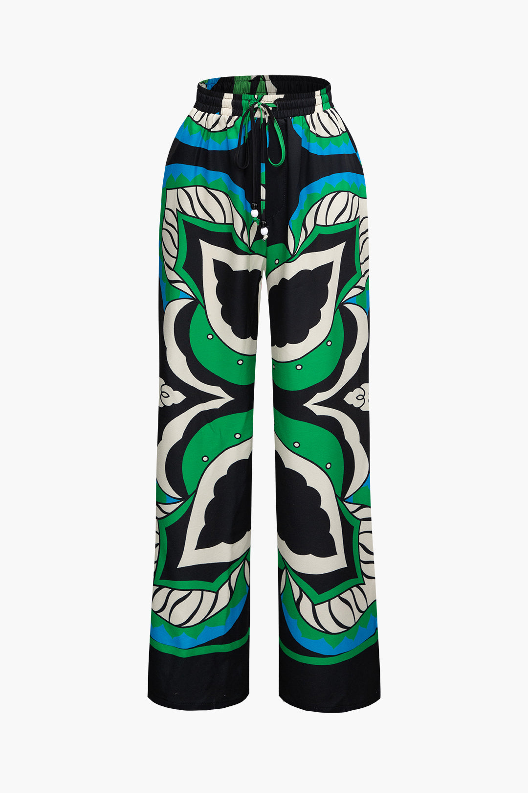 Y2K Aesthetic Printed Drawstring Waist Straight Leg Pants for Trendy Outfits