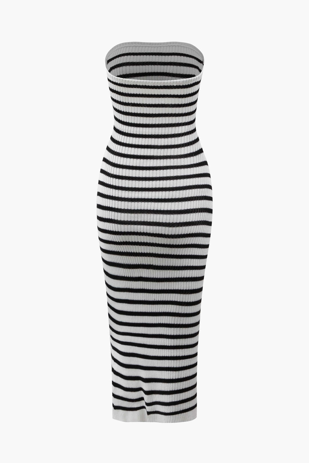 Y2K Aesthetic Stripe Cut Out Knit Strapless Midi Dress for Trendy Coquette Style