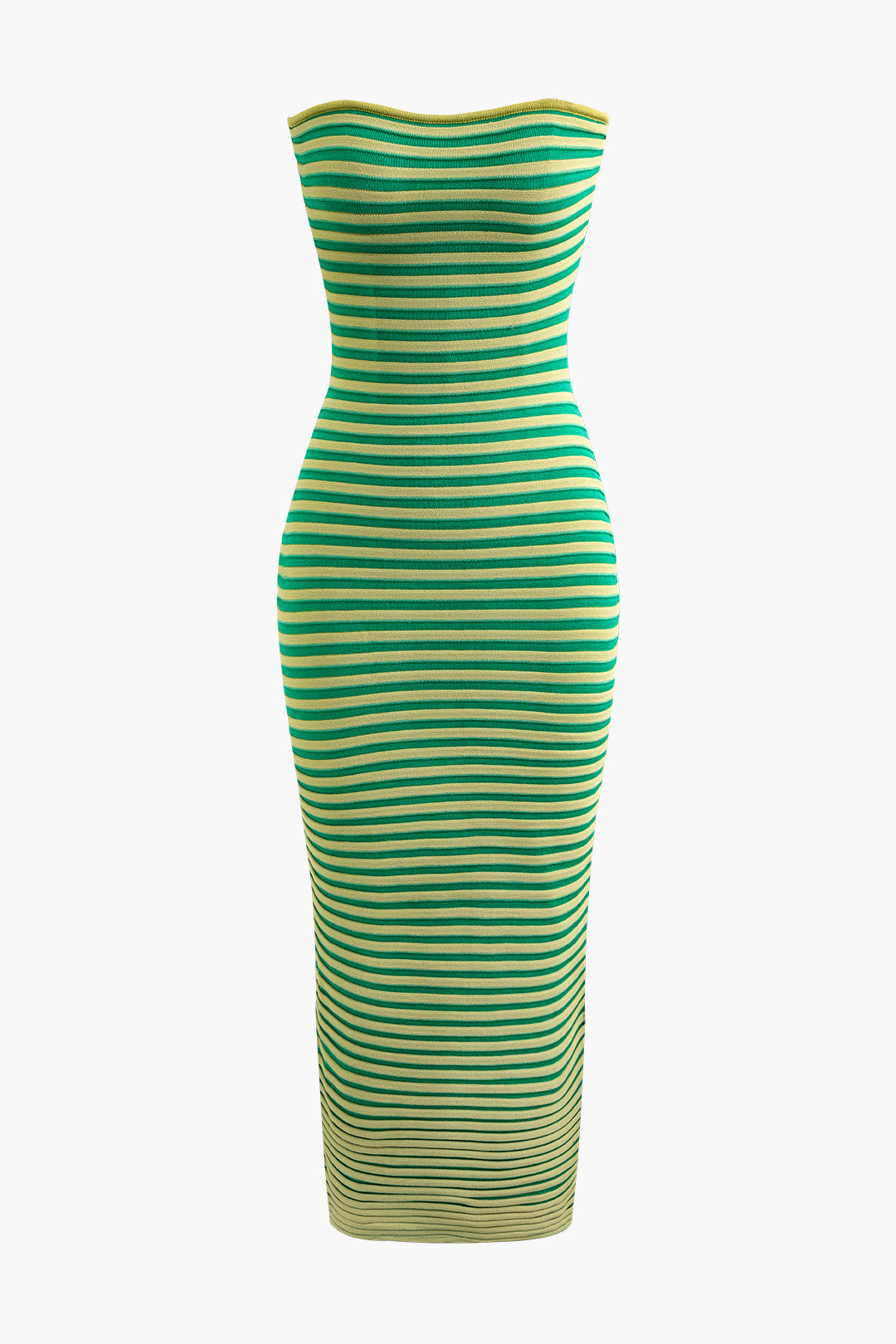 Y2K Aesthetic Stripe Knit Strapless Maxi Dress for Trendy Coquette Style