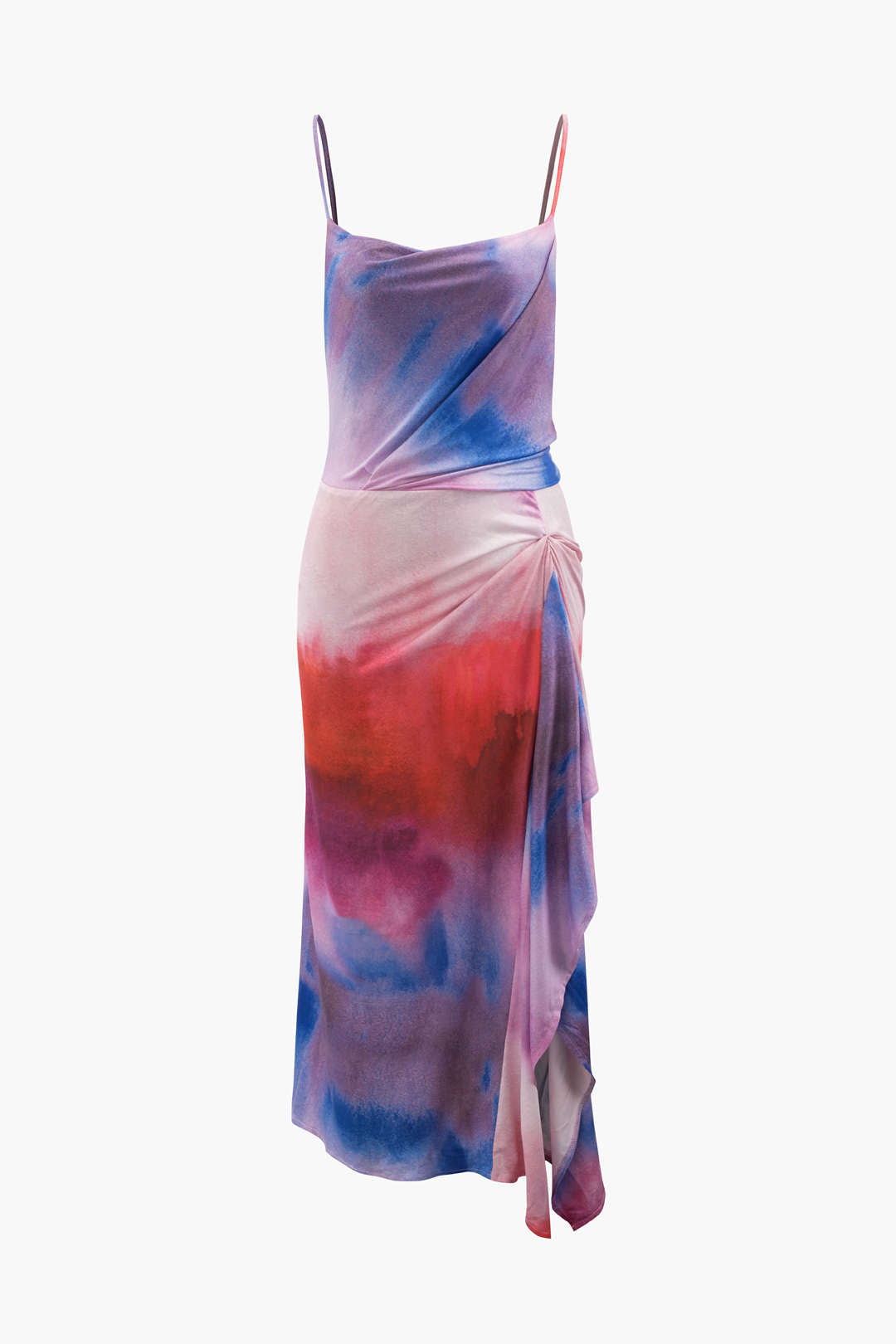 Y2K Aesthetic Tie Dye Asymmetric Twist Midi Dress for Trendy Coquette Style