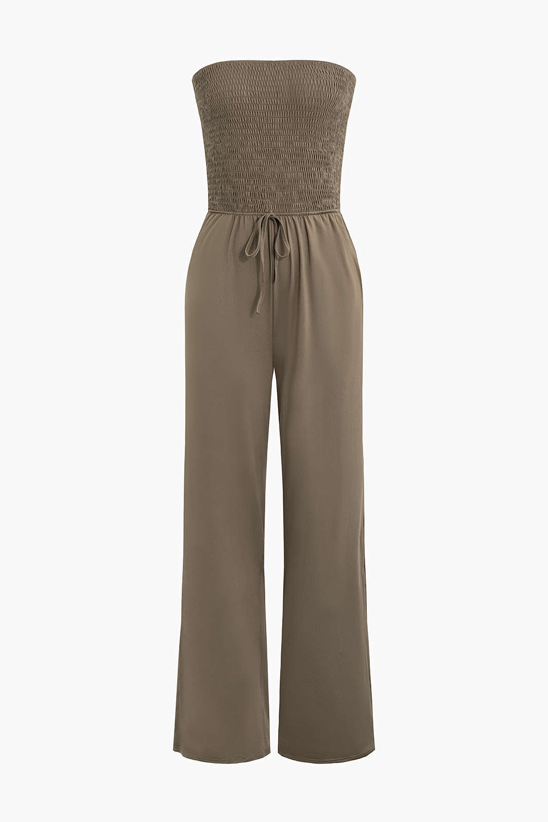 Y2K Aesthetic Tie Front Strapless Jumpsuit for Trendy Coquette and Grunge Outfits