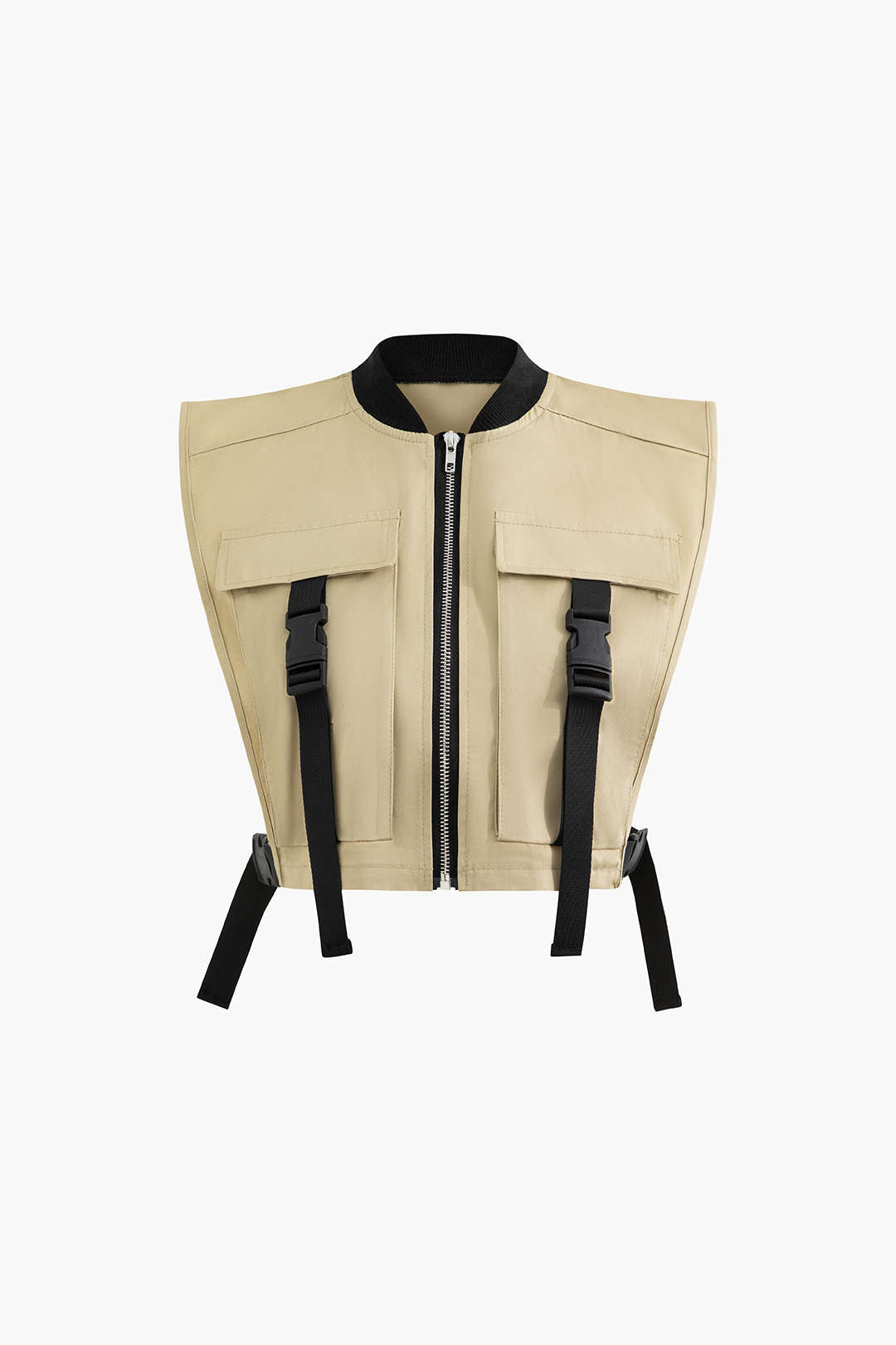 Y2K Aesthetic Zip Up Flap Pocket Cargo Vest for Trendy Coquette and Grunge Outfits