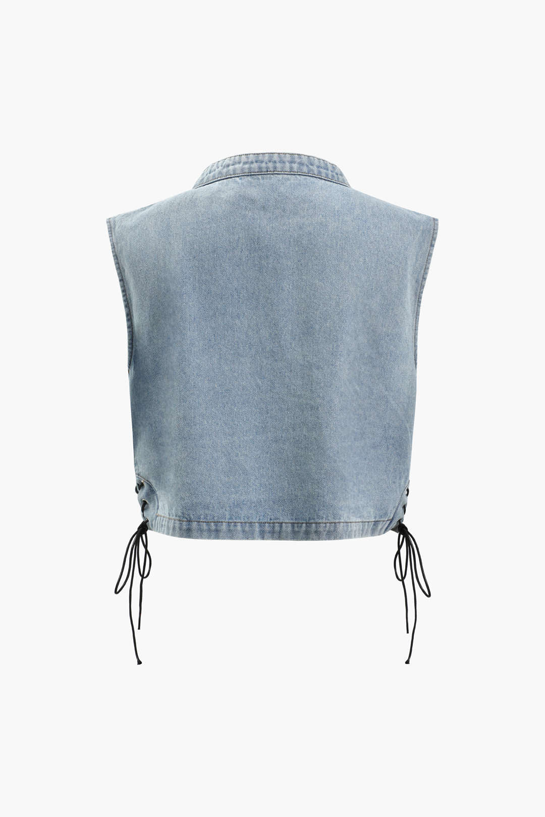 Y2K Aesthetic Zip-Up Side Tie Denim Sleeveless Top for Trendy Outfits