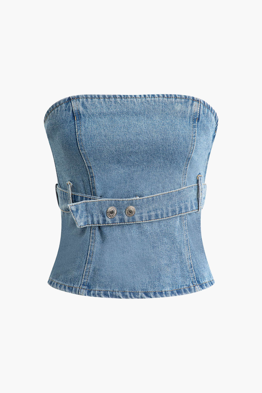 Y2K Corset Denim Tube Top with Belt - Trendy Grunge Aesthetic Crop Top for Stylish Outfits