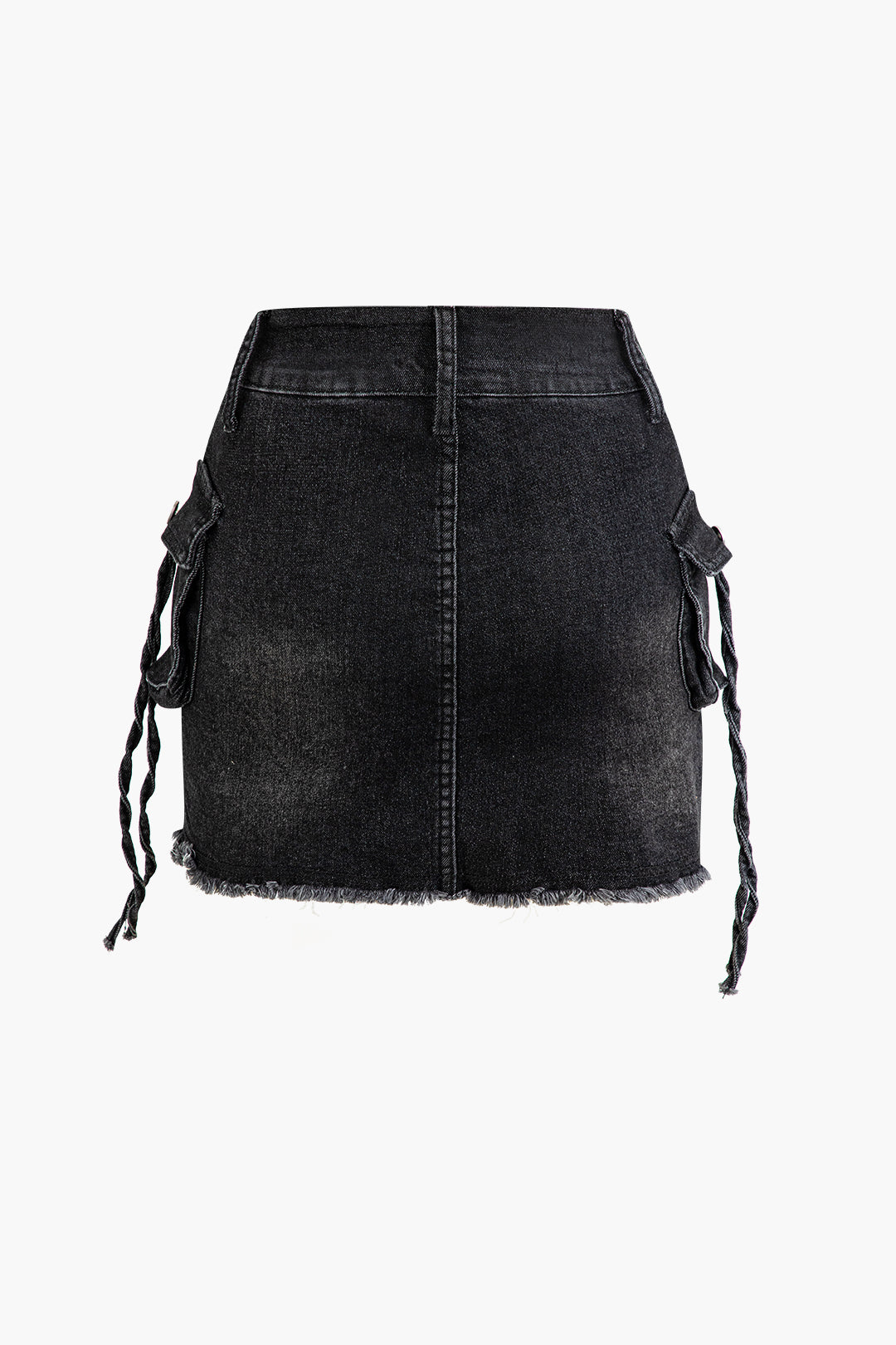 Y2K Denim Mini Skirt with Zipper Flap Pockets for Grunge and Coquette Aesthetic Outfits