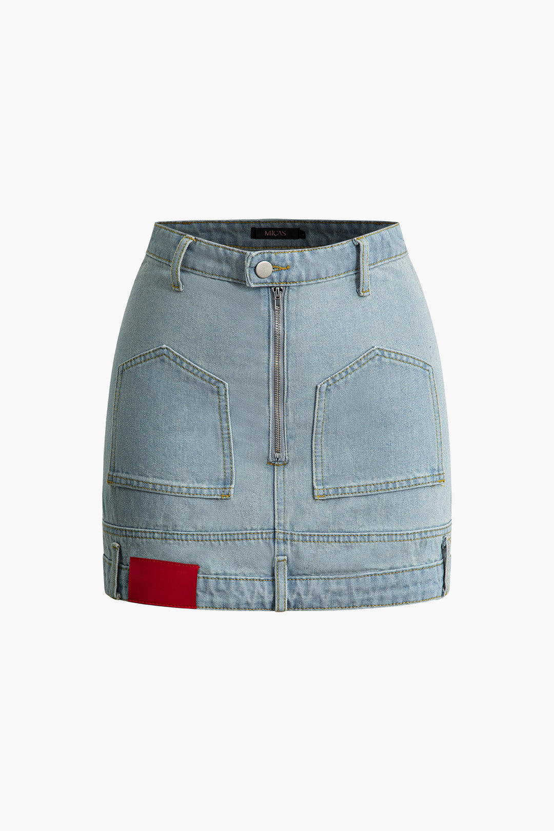 Y2K Denim Zip-Up Mini Skirt - Trendy Grunge Aesthetic for Stylish Outfits