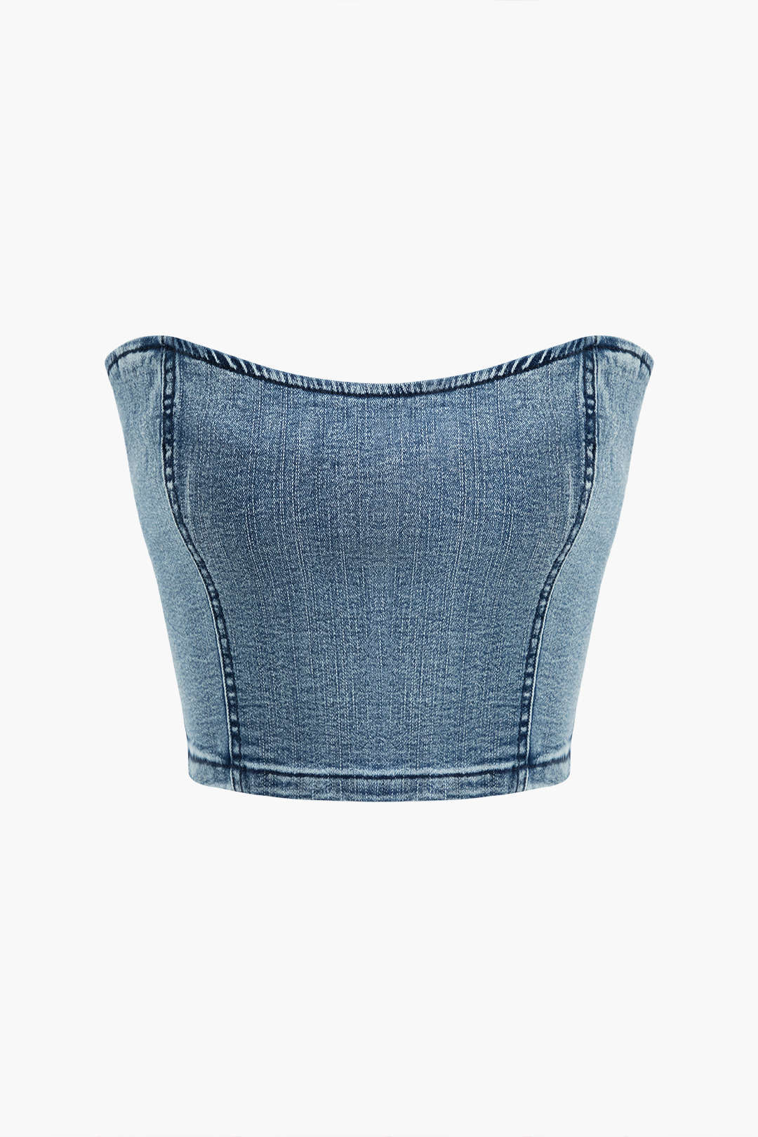 Y2K Denim Zipper Tube Top - Trendy Grunge Style for Aesthetic Outfits and Coquette Looks