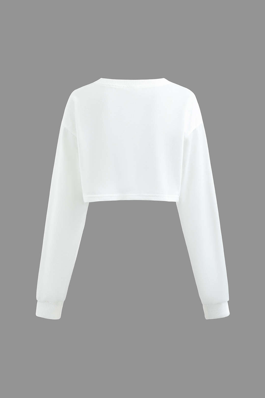 Y2K Fashion Body Print Round Neck Long Sleeve Crop Top - Trendy Aesthetic Style