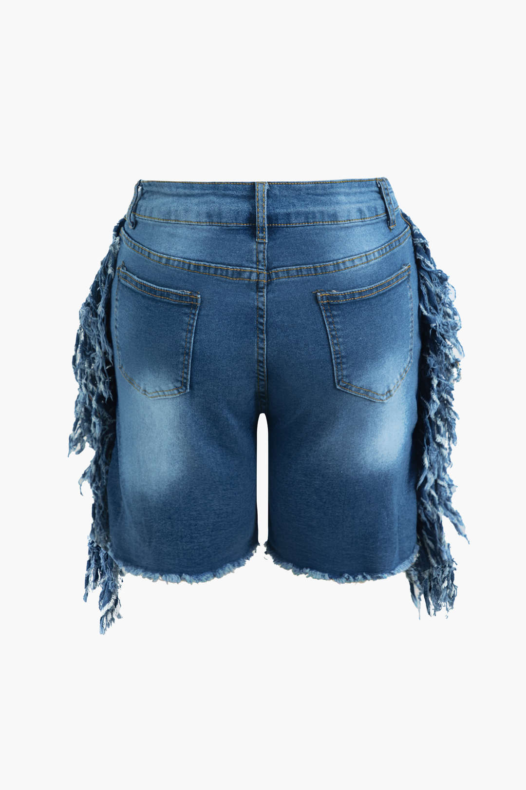 Y2K Fashion Fade Tassel Destroyed Denim Shorts for Trendy Grunge Aesthetic Outfits