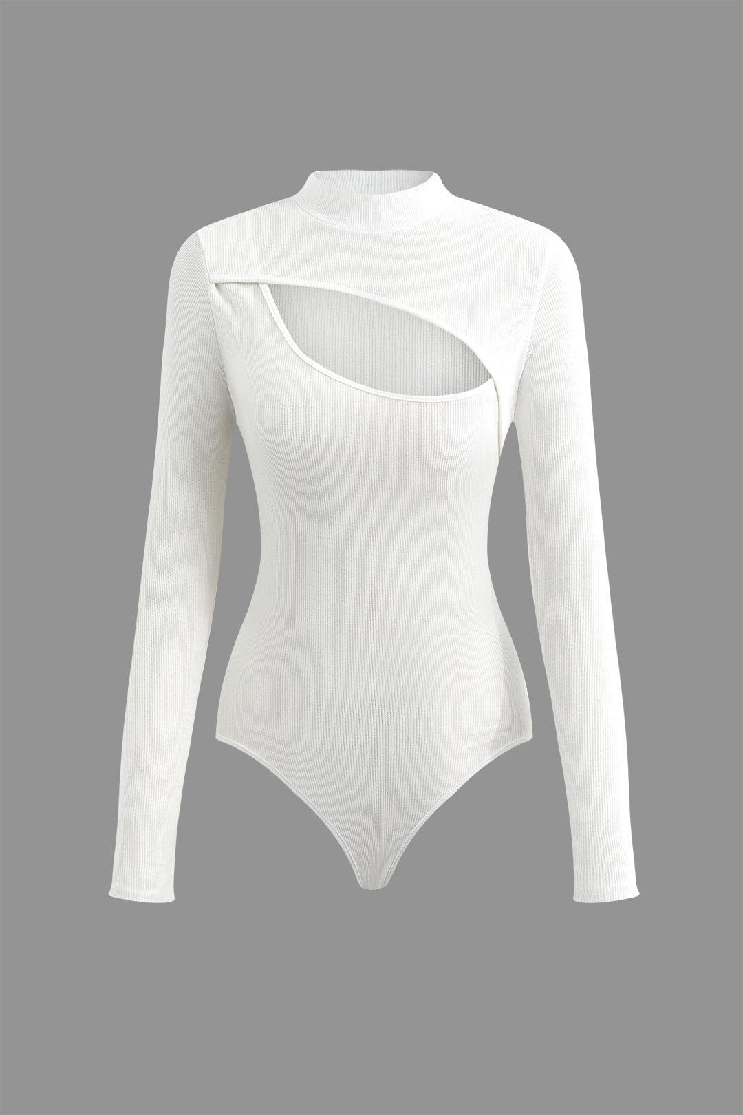 Y2K Fashion Mock Neck Cut Out Long Sleeve Bodysuit for Trendy Aesthetic Outfits