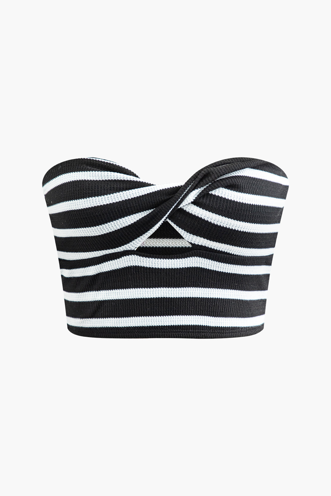 Y2K Fashion Stripe Twist Cut Out Knit Crop Top - Trendy Coquette Aesthetic Style