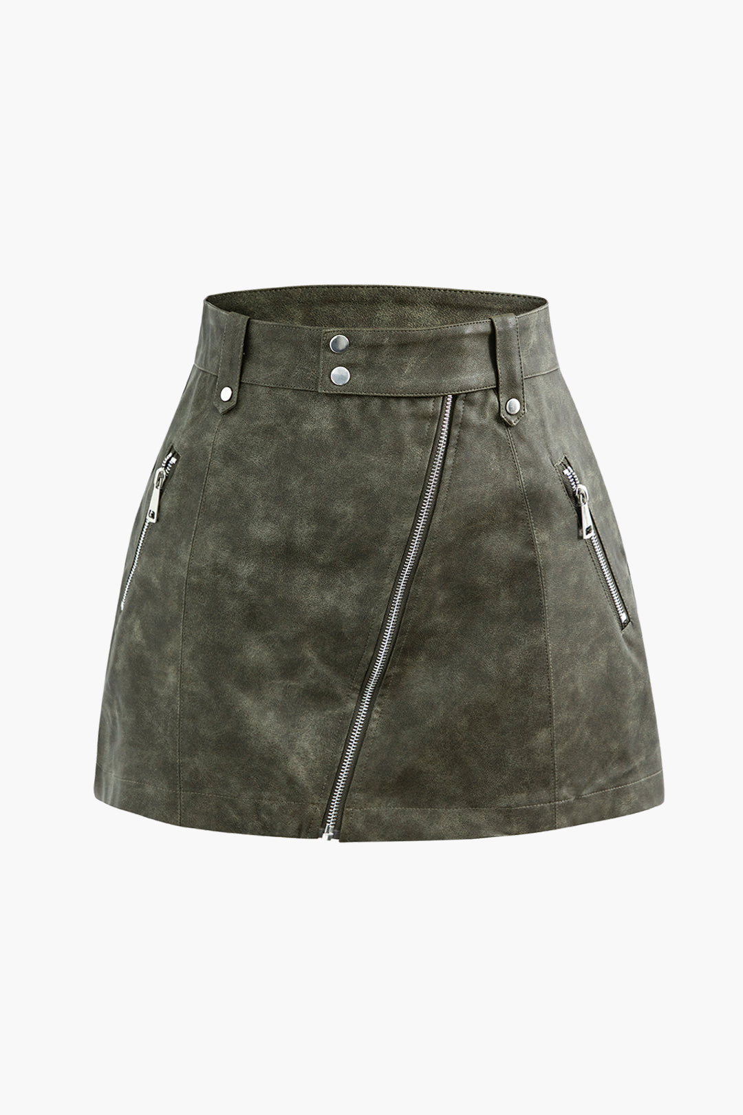 Y2K Faux Leather Zip-Up Mini Skirt for Grunge and Coquette Aesthetic Outfits