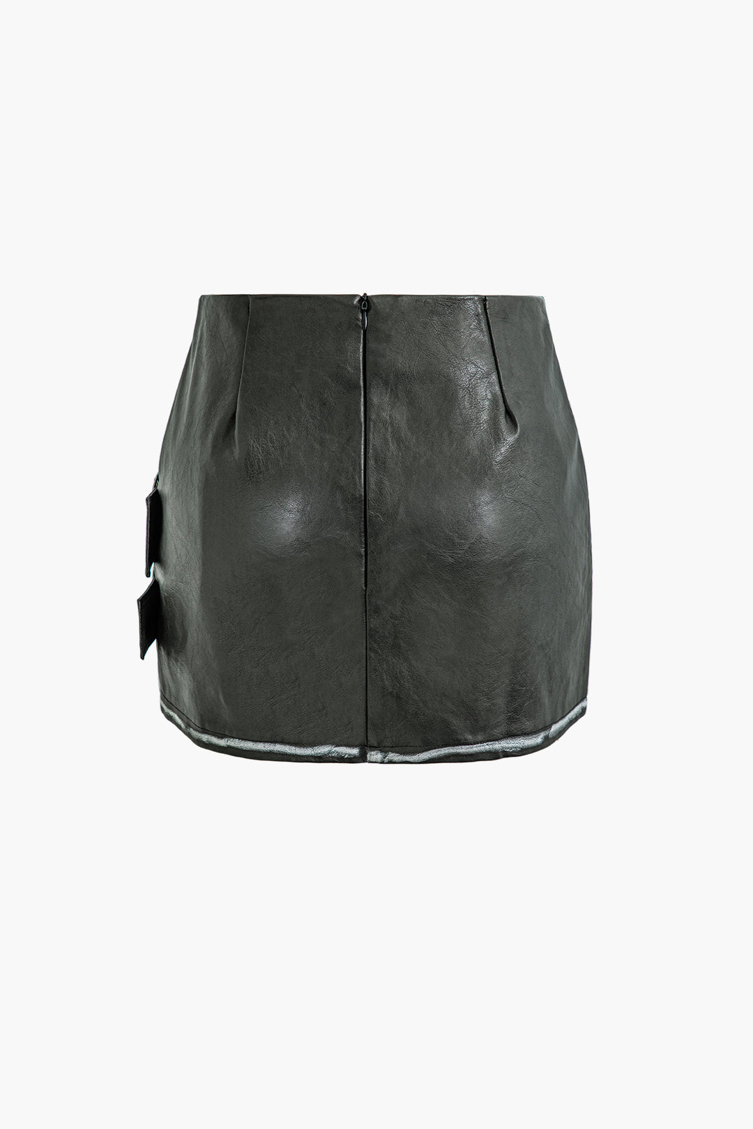 Y2K Faux Leather Zipper Mini Skirt for Grunge Aesthetic and Coquette Style Outfits