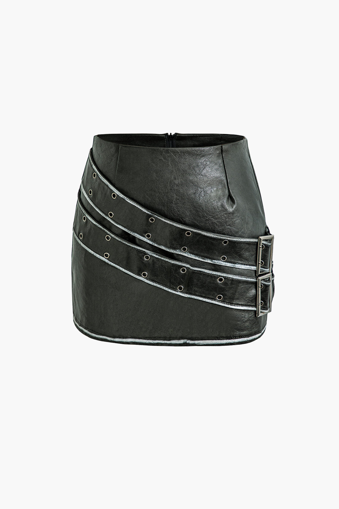 Y2K Faux Leather Zipper Mini Skirt for Grunge Aesthetic and Coquette Style Outfits