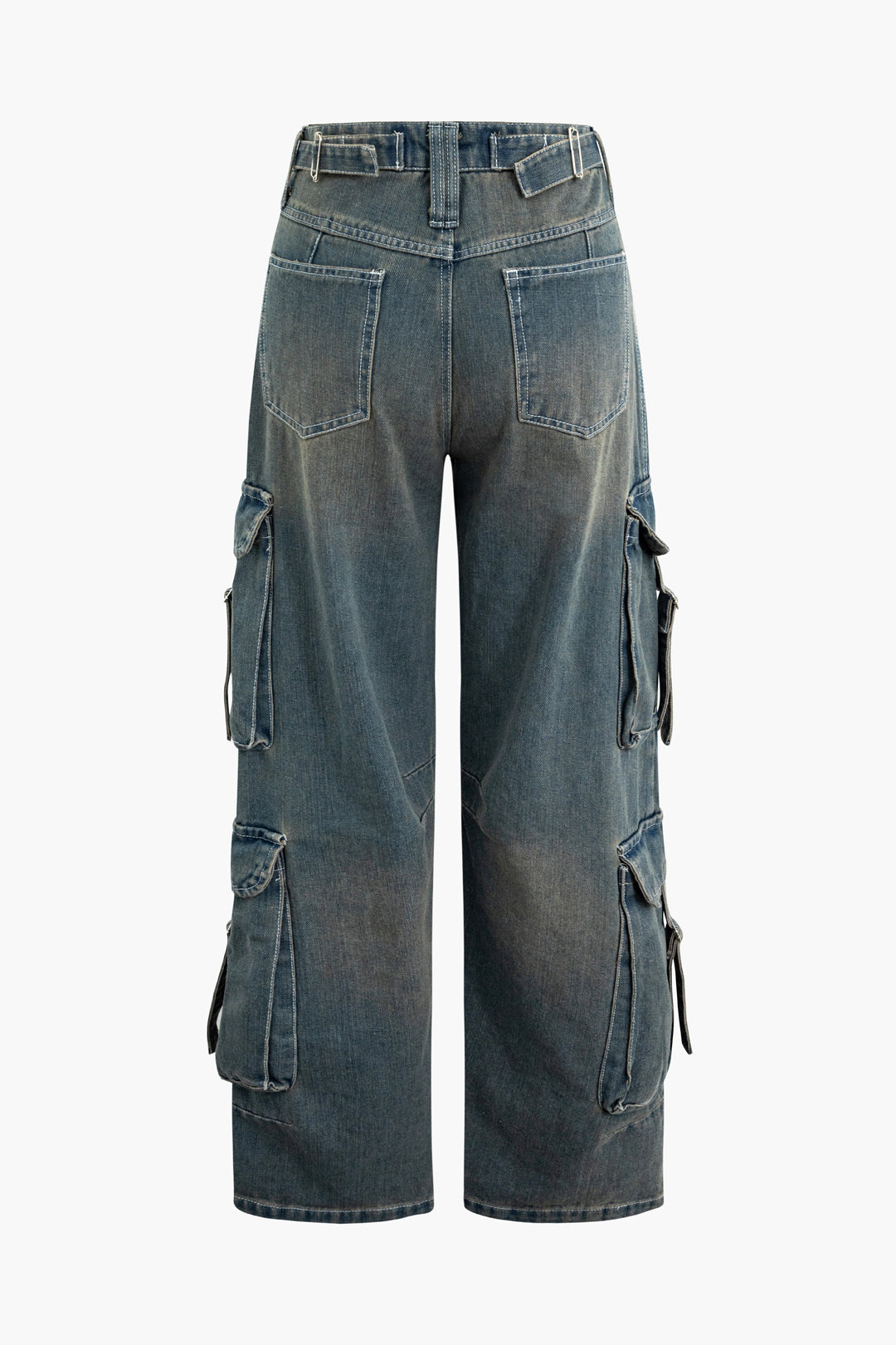 Y2K Flap Pocket Straight Leg Cargo Jeans for Trendy Grunge and Coquette Aesthetic