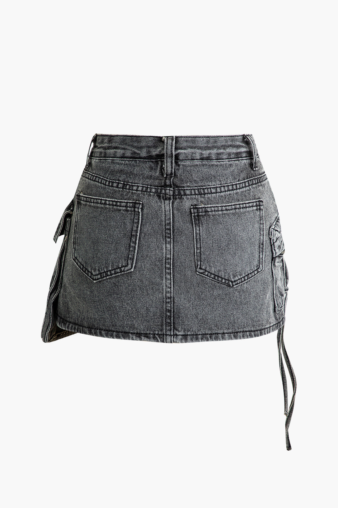 Y2K Graffiti Flap Pocket Denim Mini Skirt - Trendy Grunge Aesthetic for Stylish Outfits