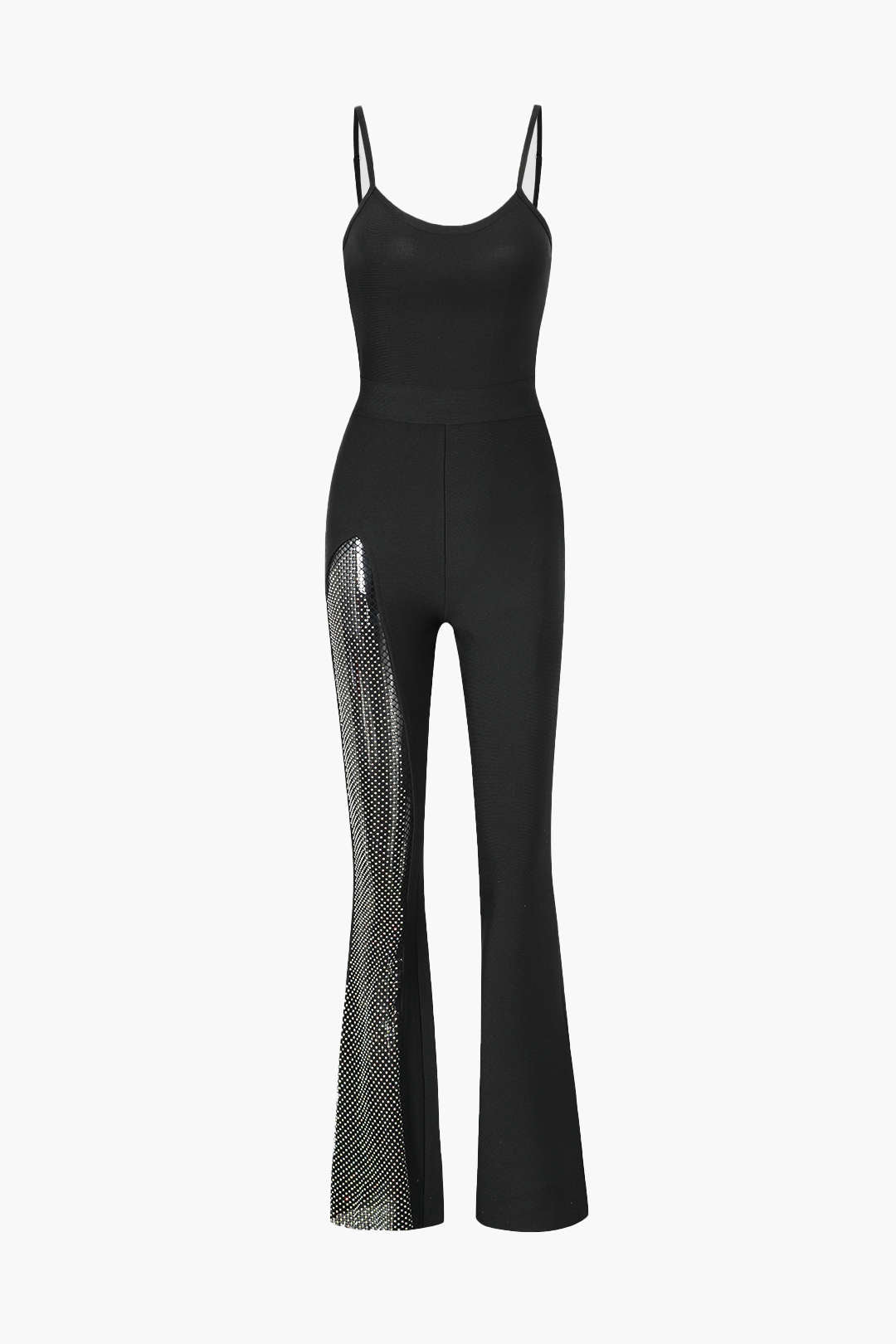 Y2K Mesh Panel Flared Leg Jumpsuit - Trendy Coquette Aesthetic Outfit for Stylish Looks