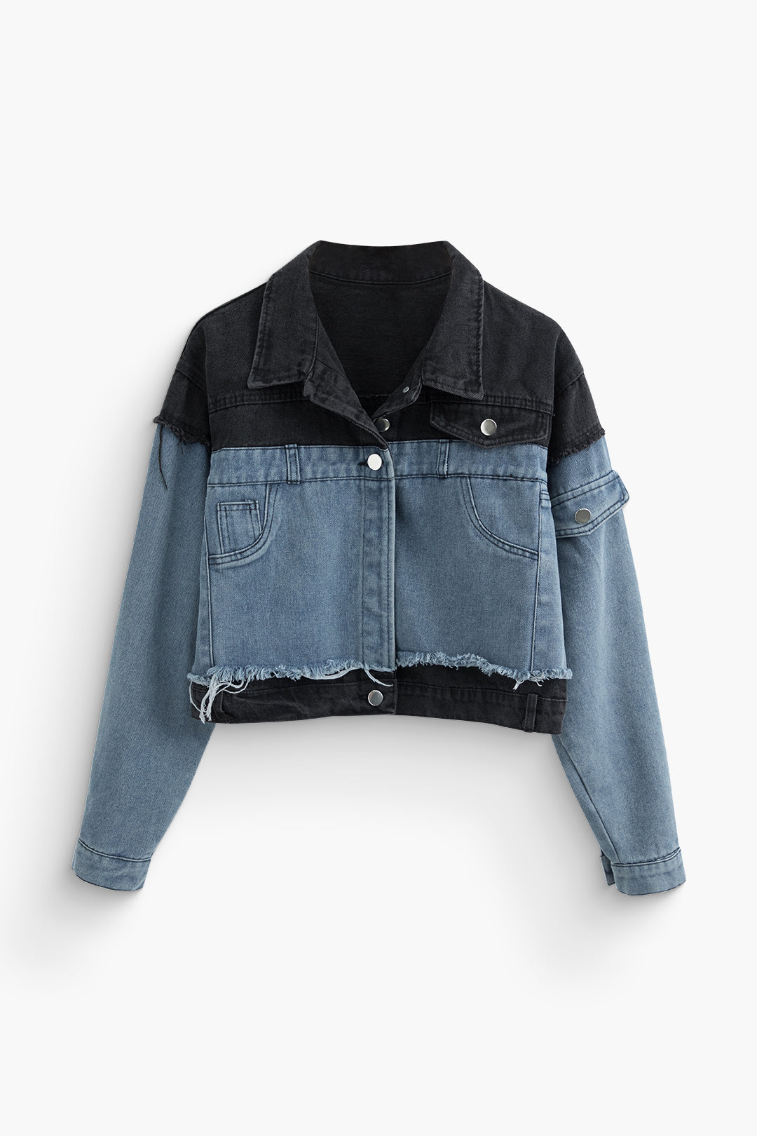 Y2K Patchwork Denim Frayed Crop Jacket - Trendy Grunge Aesthetic Outerwear