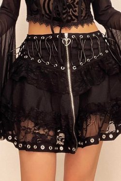 Y2K Patchwork Lace Ruffle Mini Skirt - Cute Coquette Aesthetic for Trendy Outfits